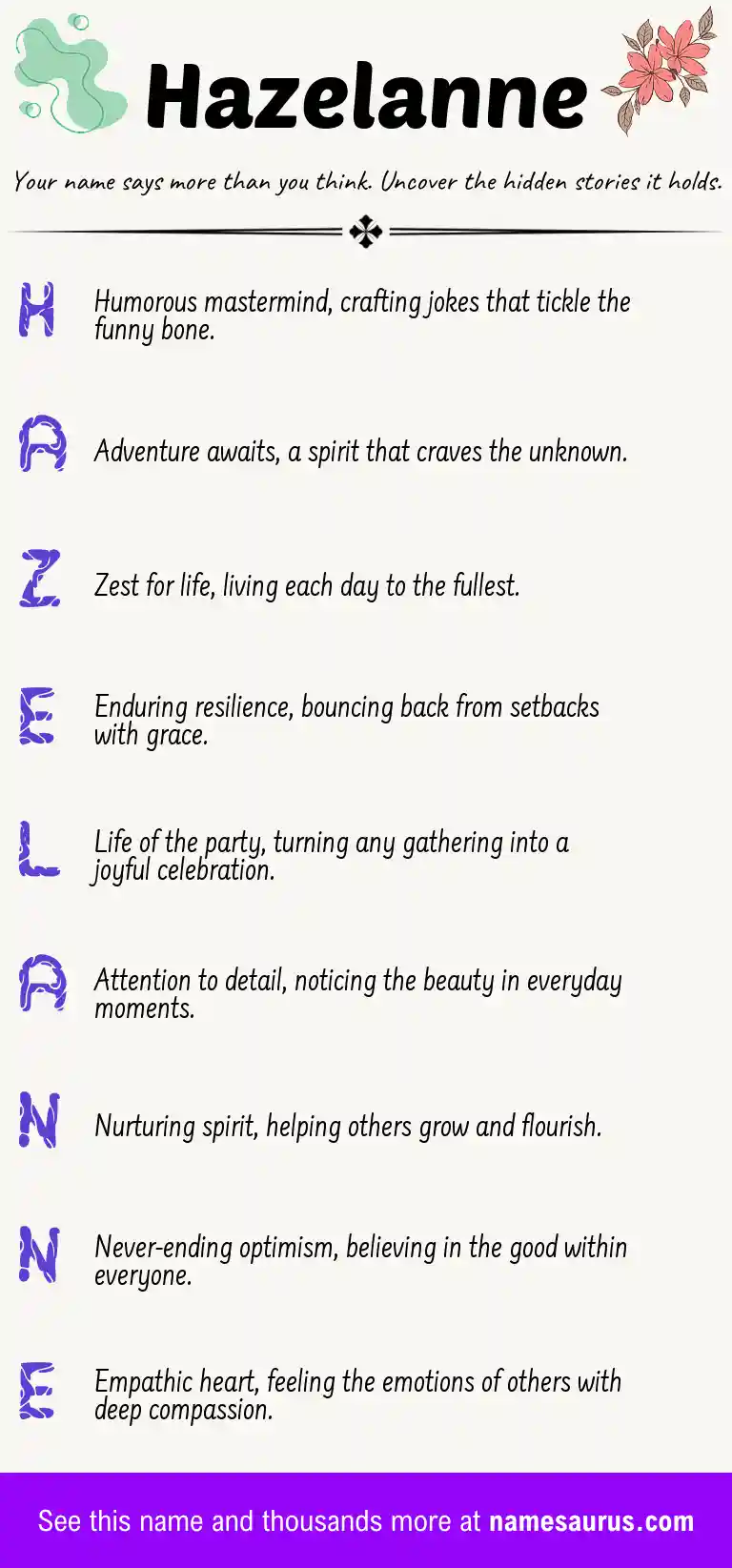 Acrostic poem about Hazelanne.