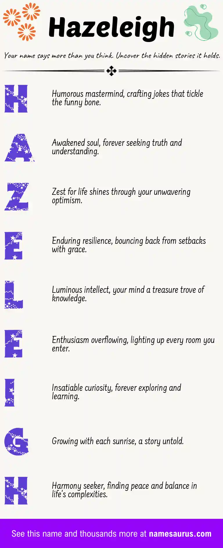 Acrostic poem about Hazeleigh.