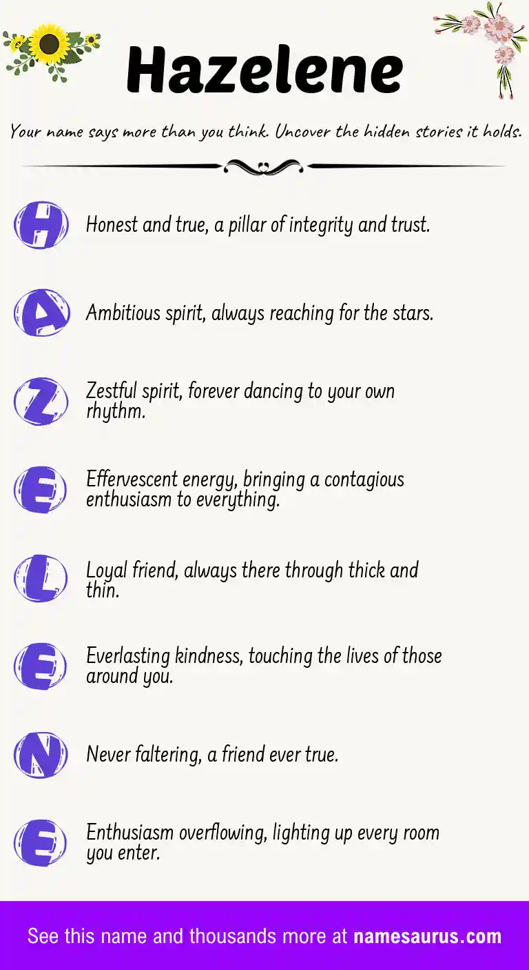 Acrostic poem about Hazelene.