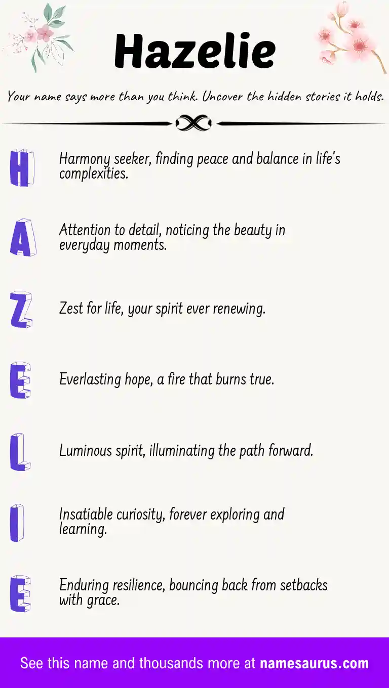 Acrostic poem about Hazelie.