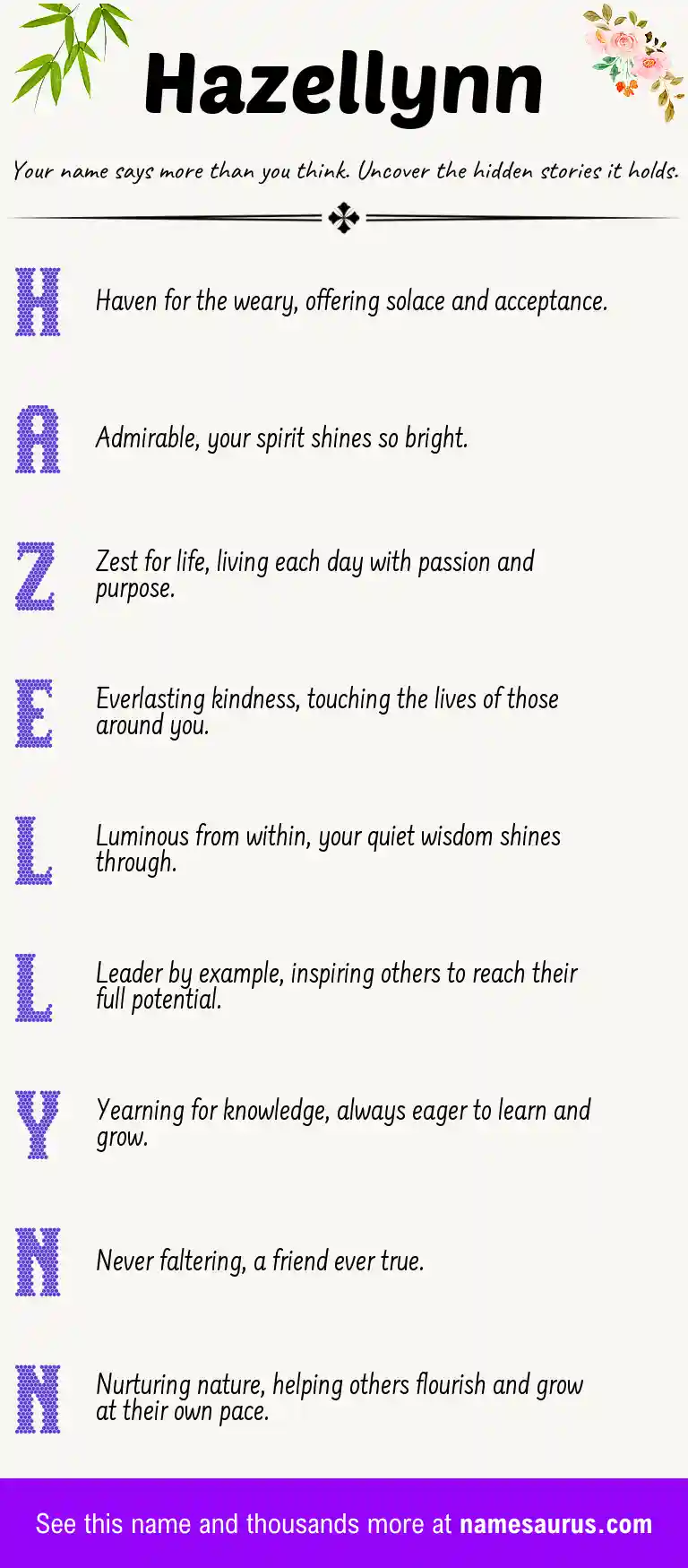 Acrostic poem about Hazellynn.