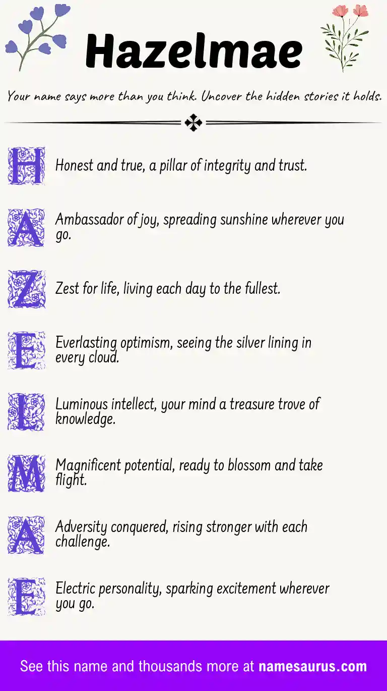 Acrostic poem about Hazelmae.