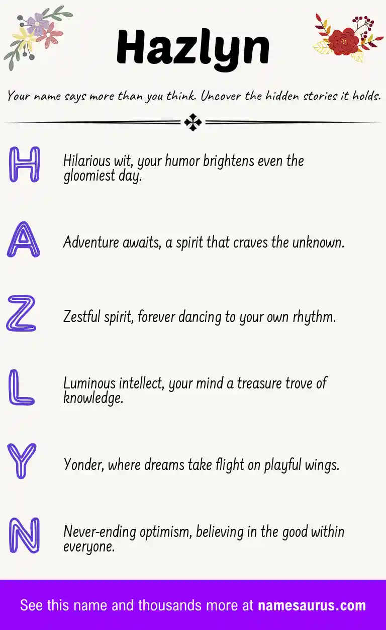Acrostic poem about Hazlyn.