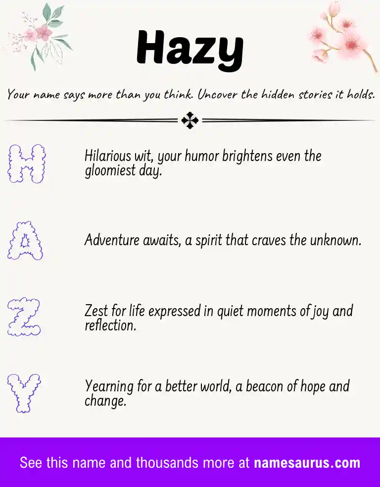 Acrostic poem about Hazy.