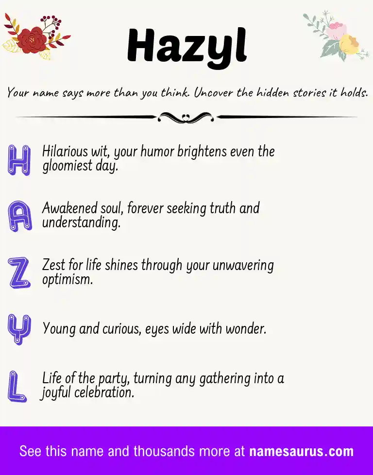 Acrostic poem about Hazyl.