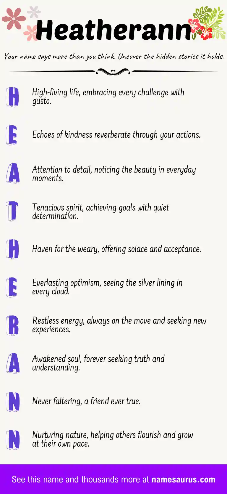 Acrostic poem about Heatherann.
