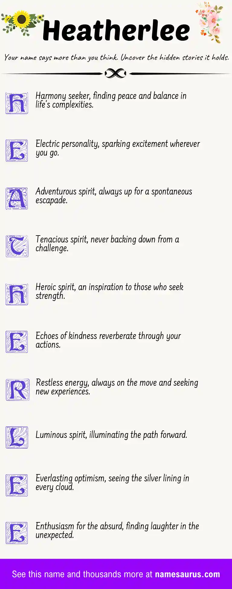 Acrostic poem about Heatherlee.