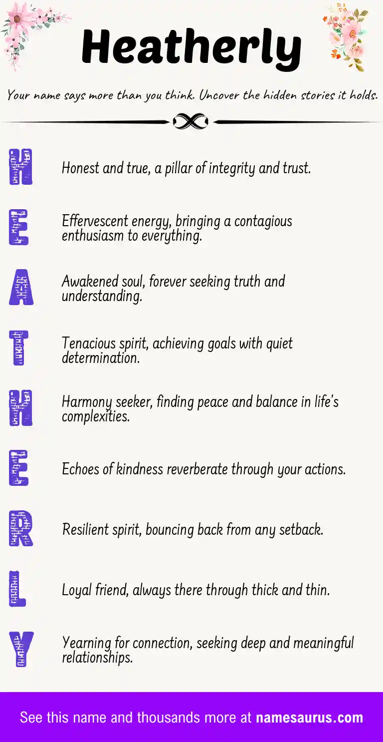Acrostic poem about Heatherly.