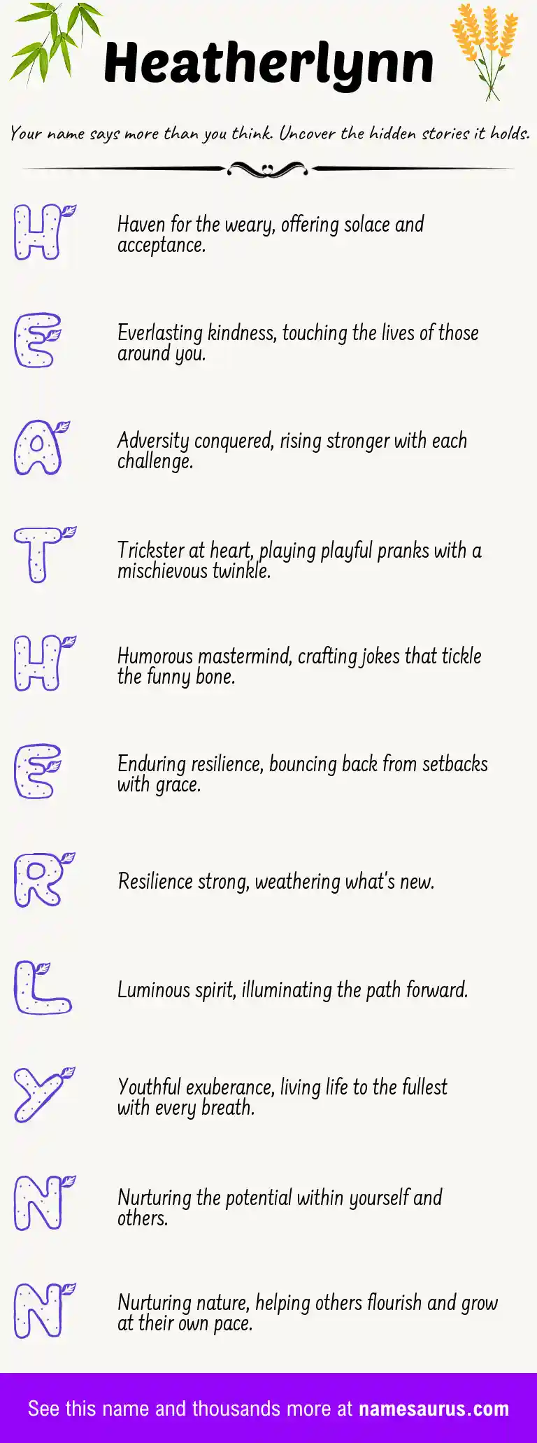 Acrostic poem about Heatherlynn.