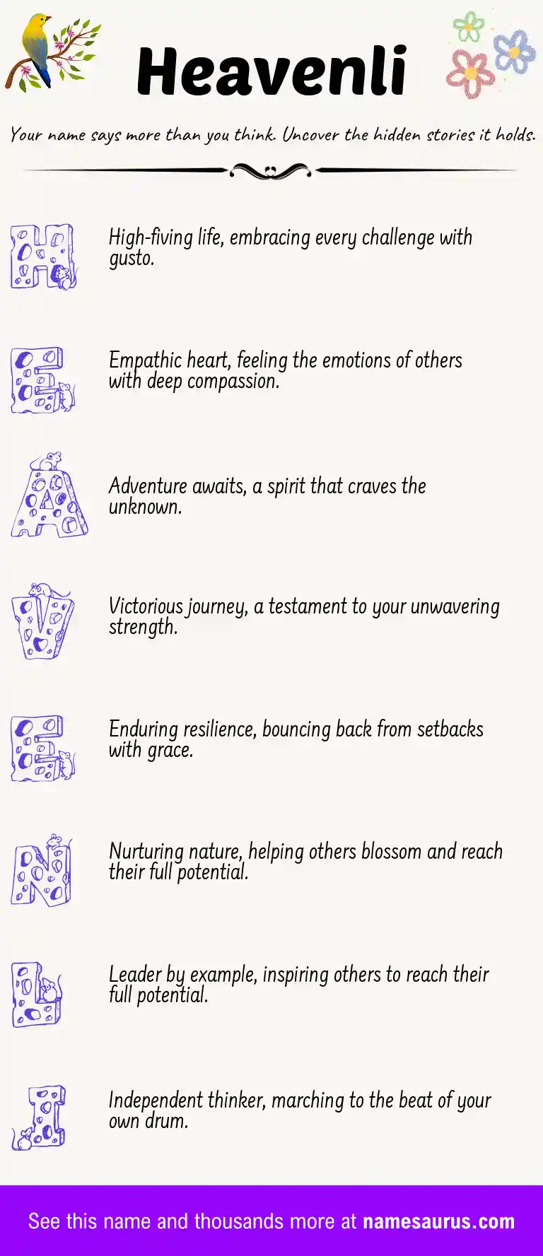 Acrostic poem about Heavenli.