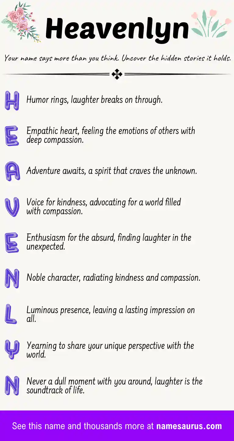 Acrostic poem about Heavenlyn.