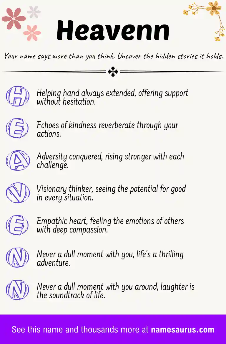 Acrostic poem about Heavenn.