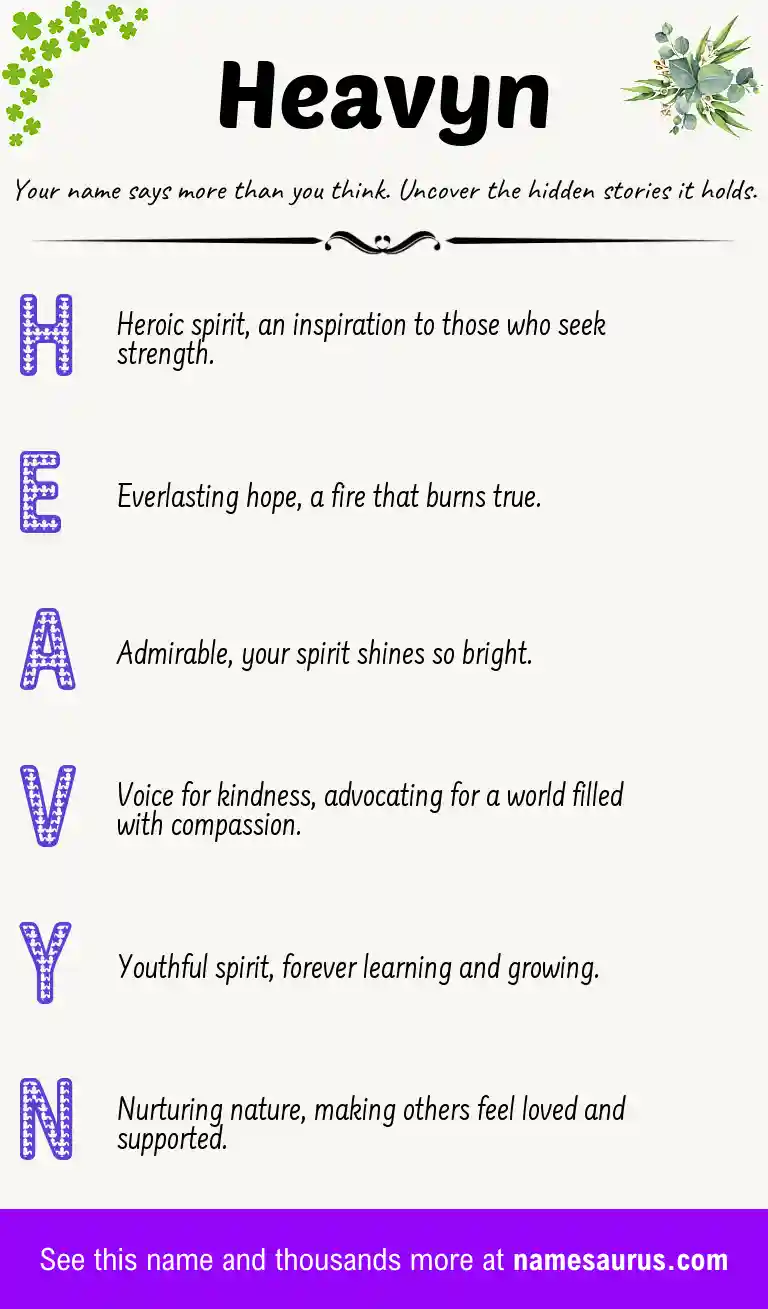 Acrostic poem about Heavyn.