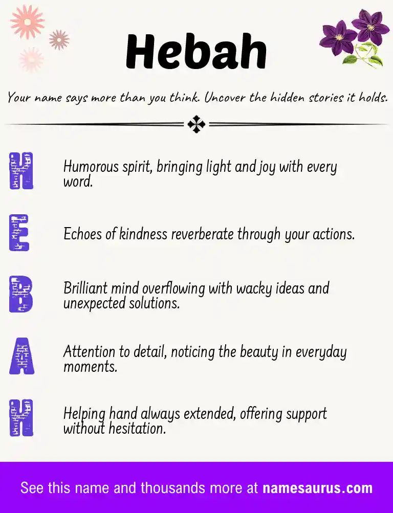 Acrostic poem about Hebah.