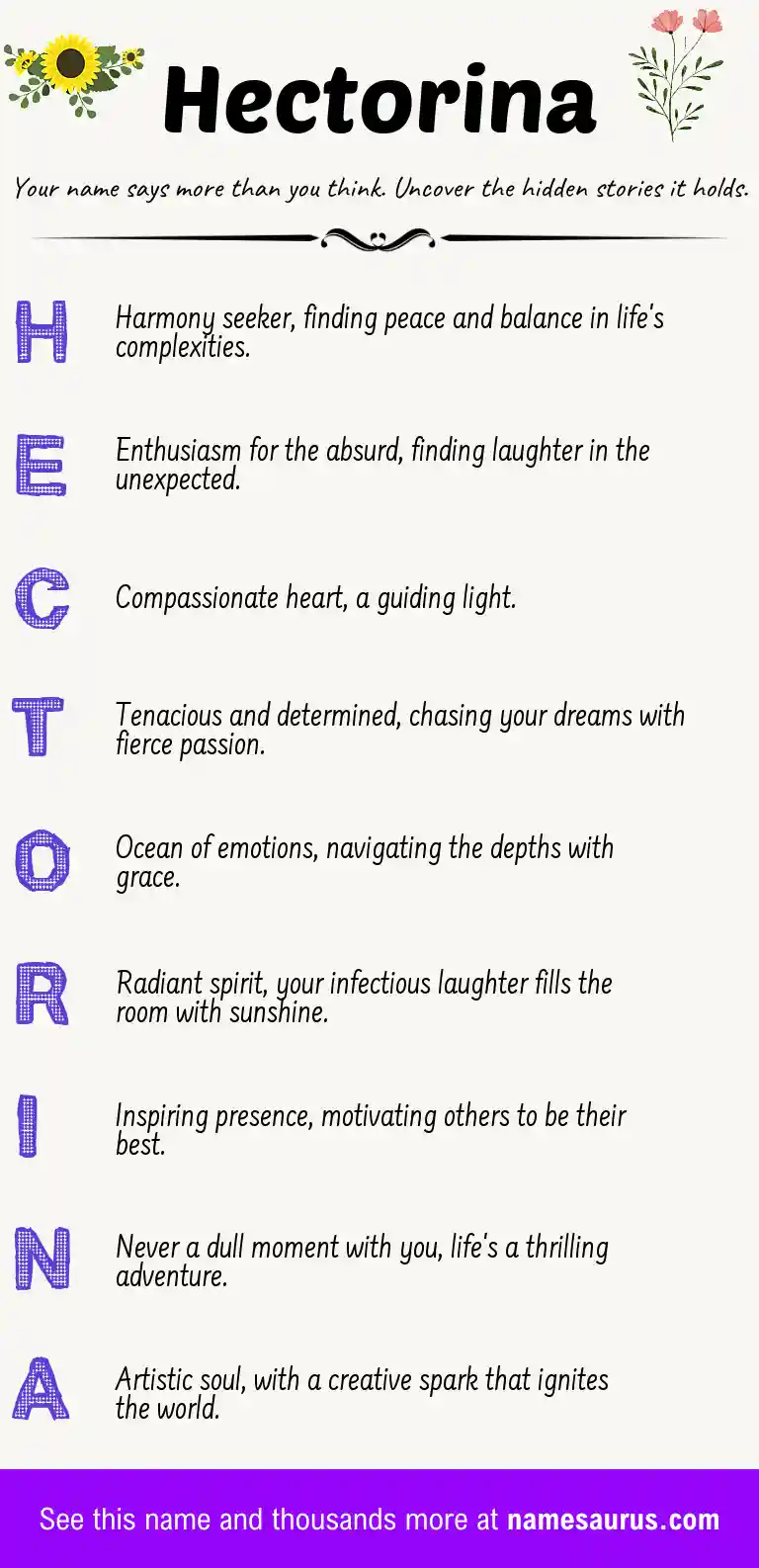Acrostic poem about Hectorina.