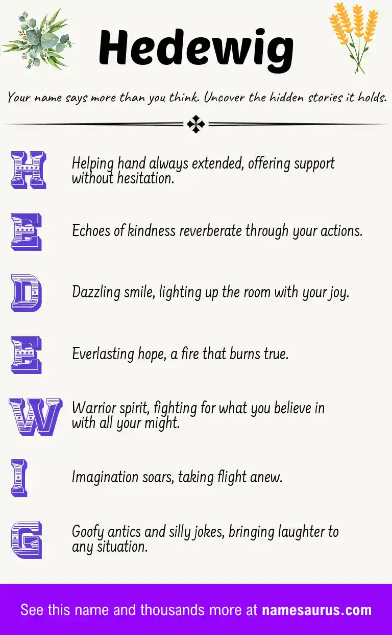 Acrostic poem about Hedewig.