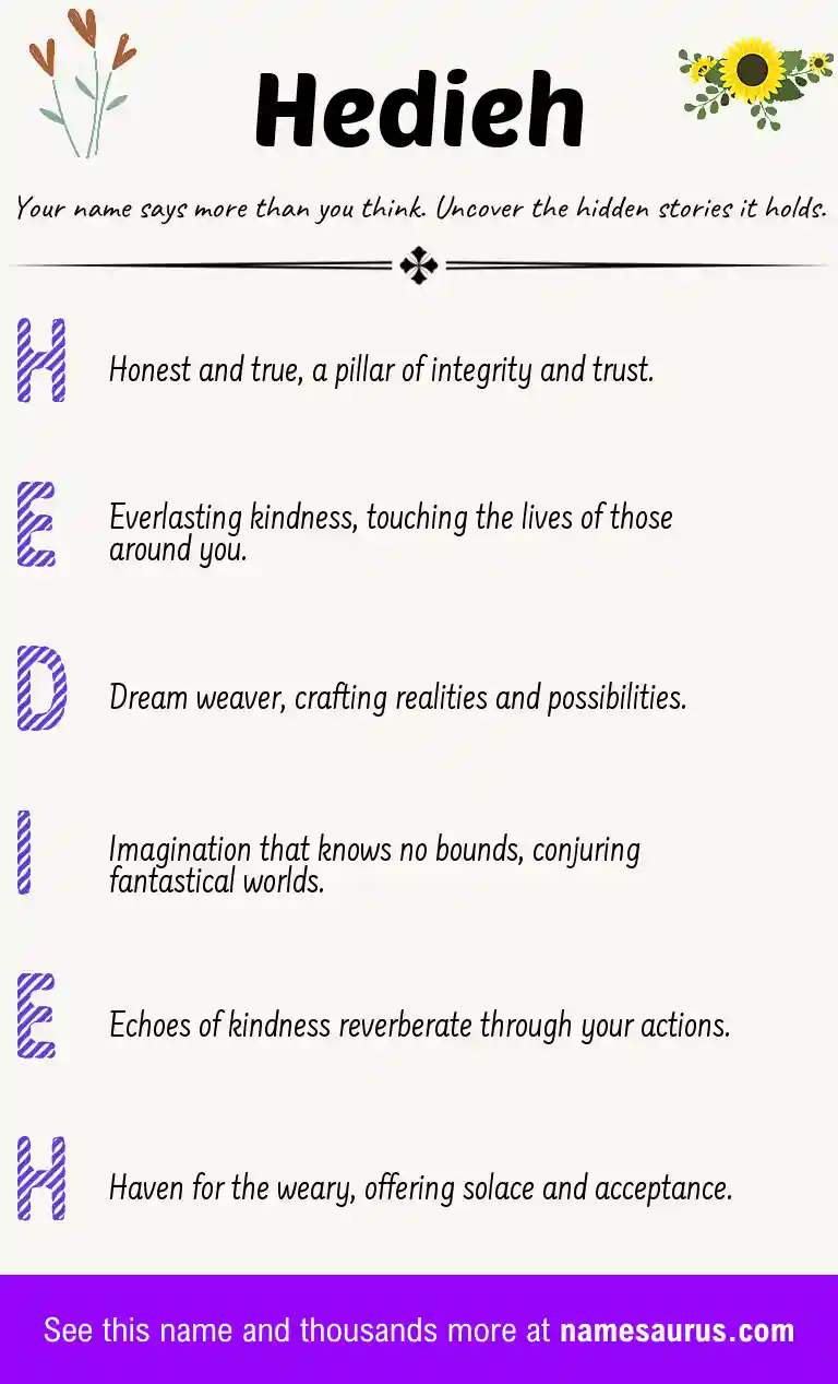 Acrostic poem about Hedieh.