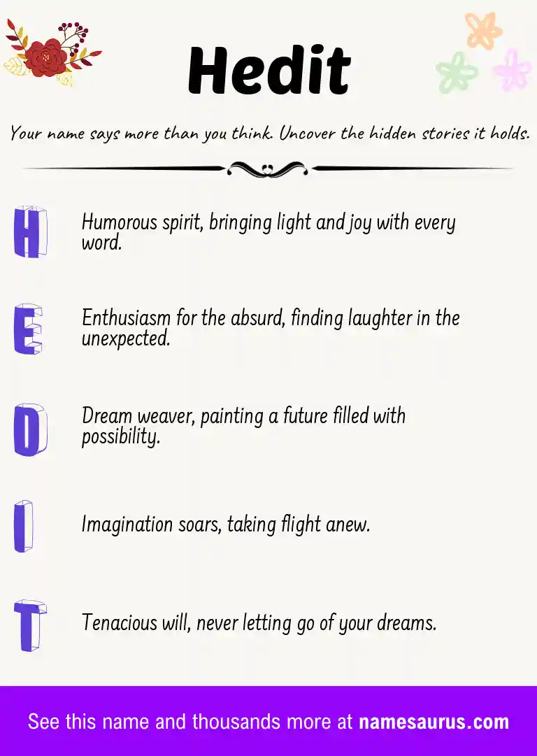 Acrostic poem about Hedit.