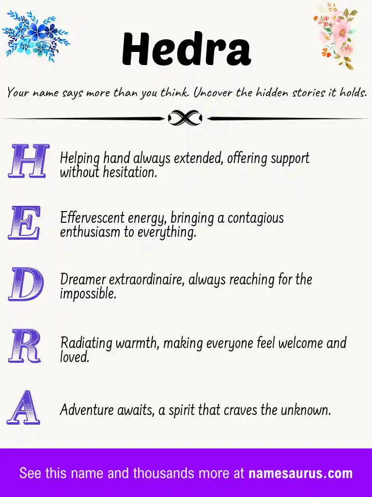Acrostic poem about Hedra.