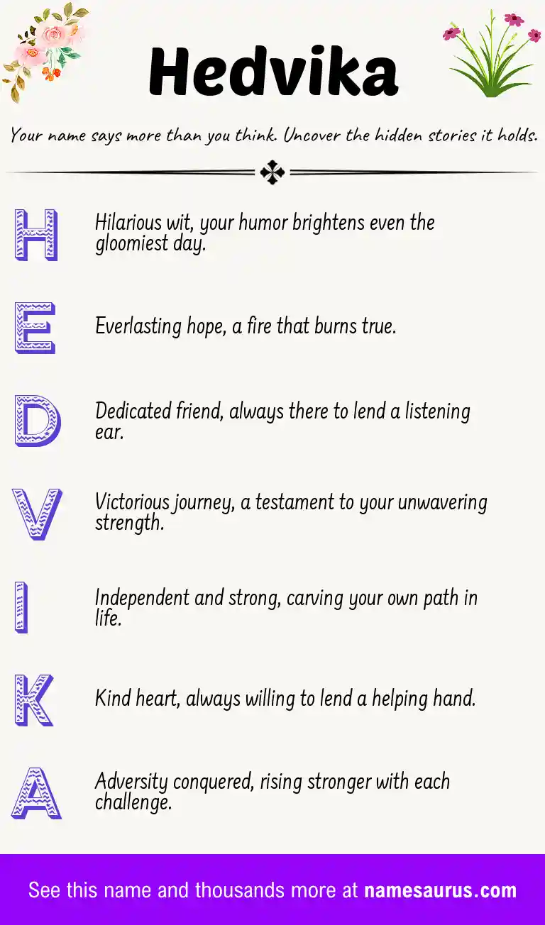 Acrostic poem about Hedvika.