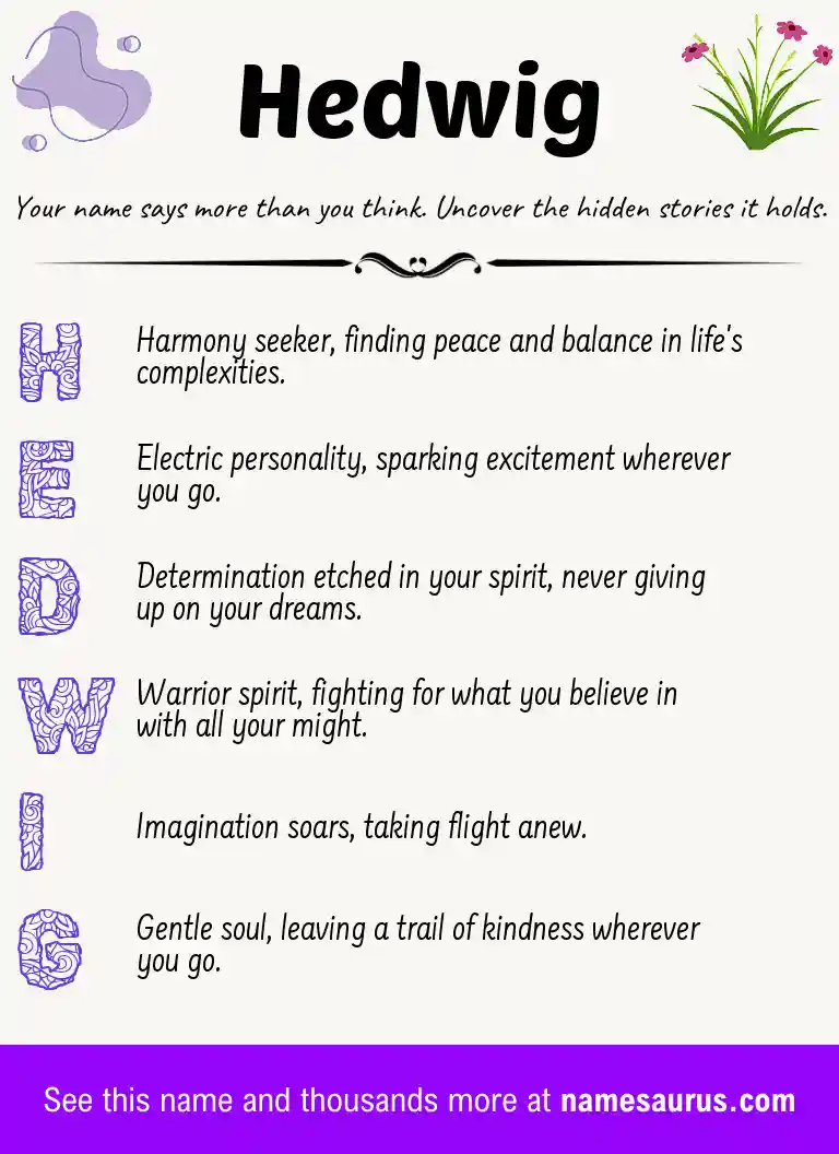 Acrostic poem about Hedwig.