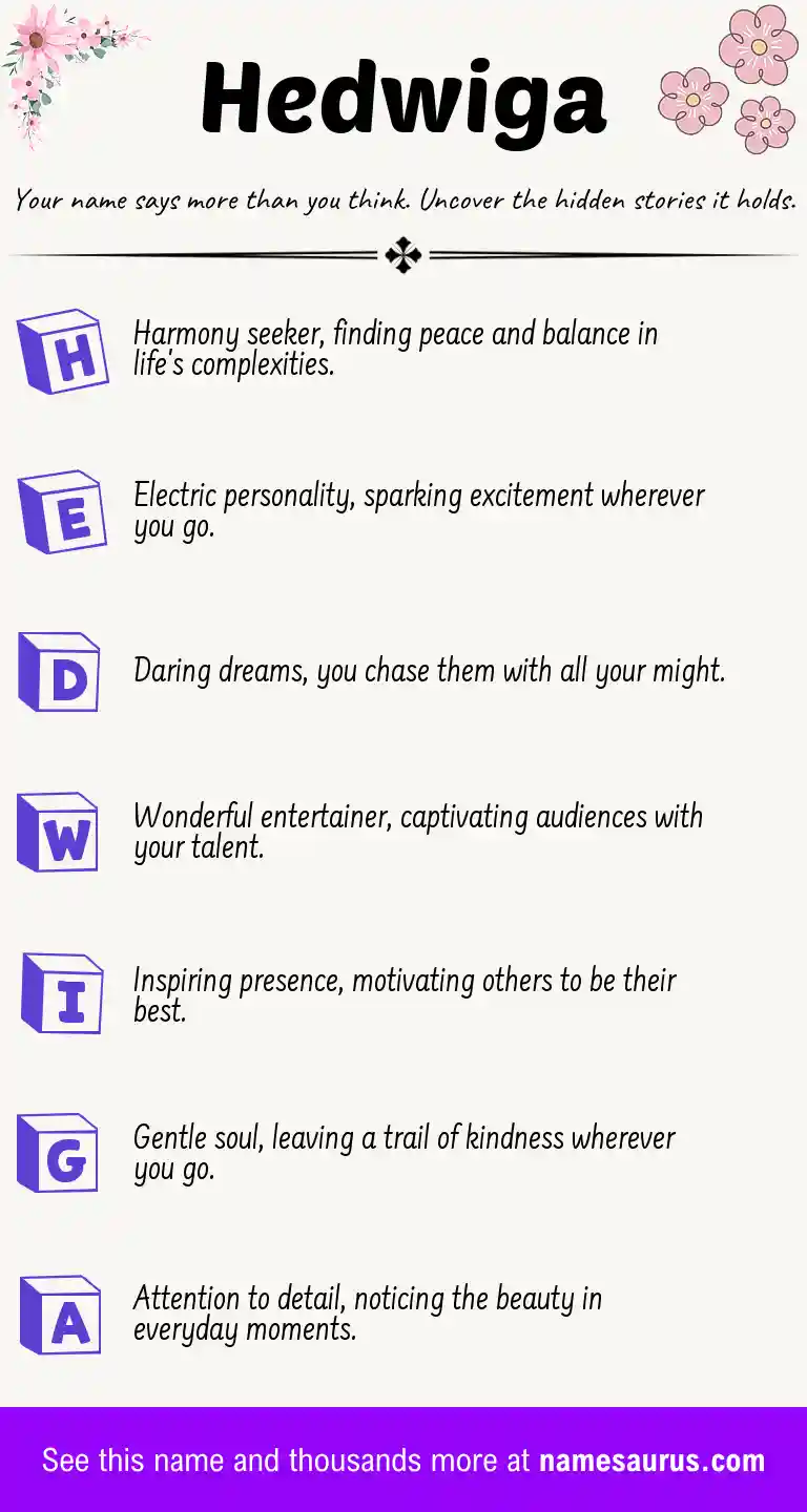 Acrostic poem about Hedwiga.
