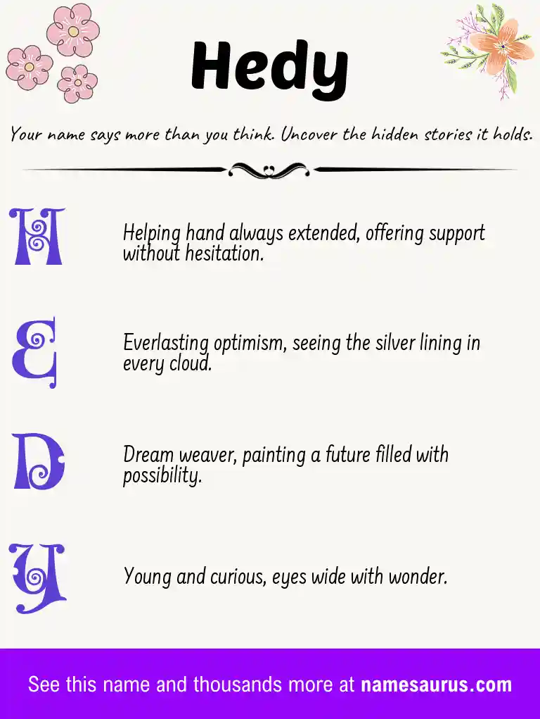Acrostic poem about Hedy.