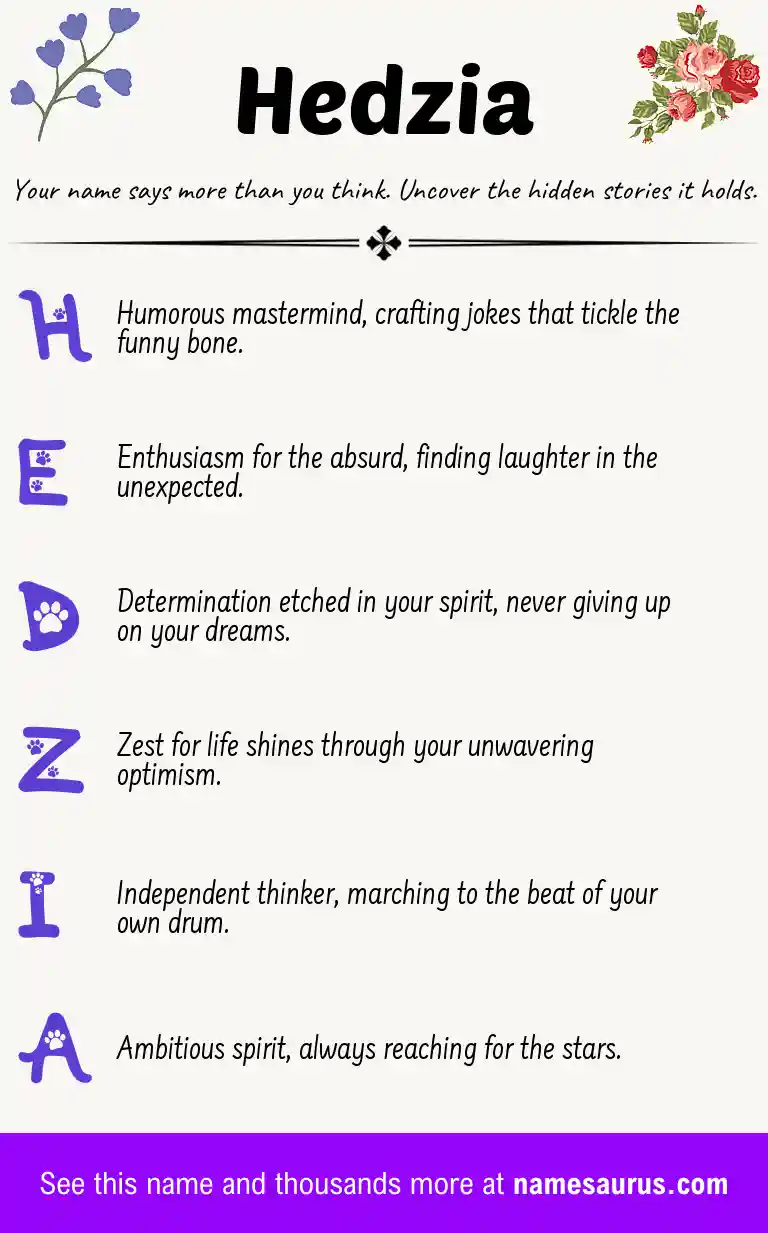 Acrostic poem about Hedzia.