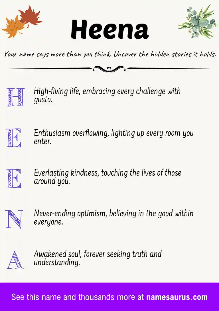 Acrostic poem about Heena.