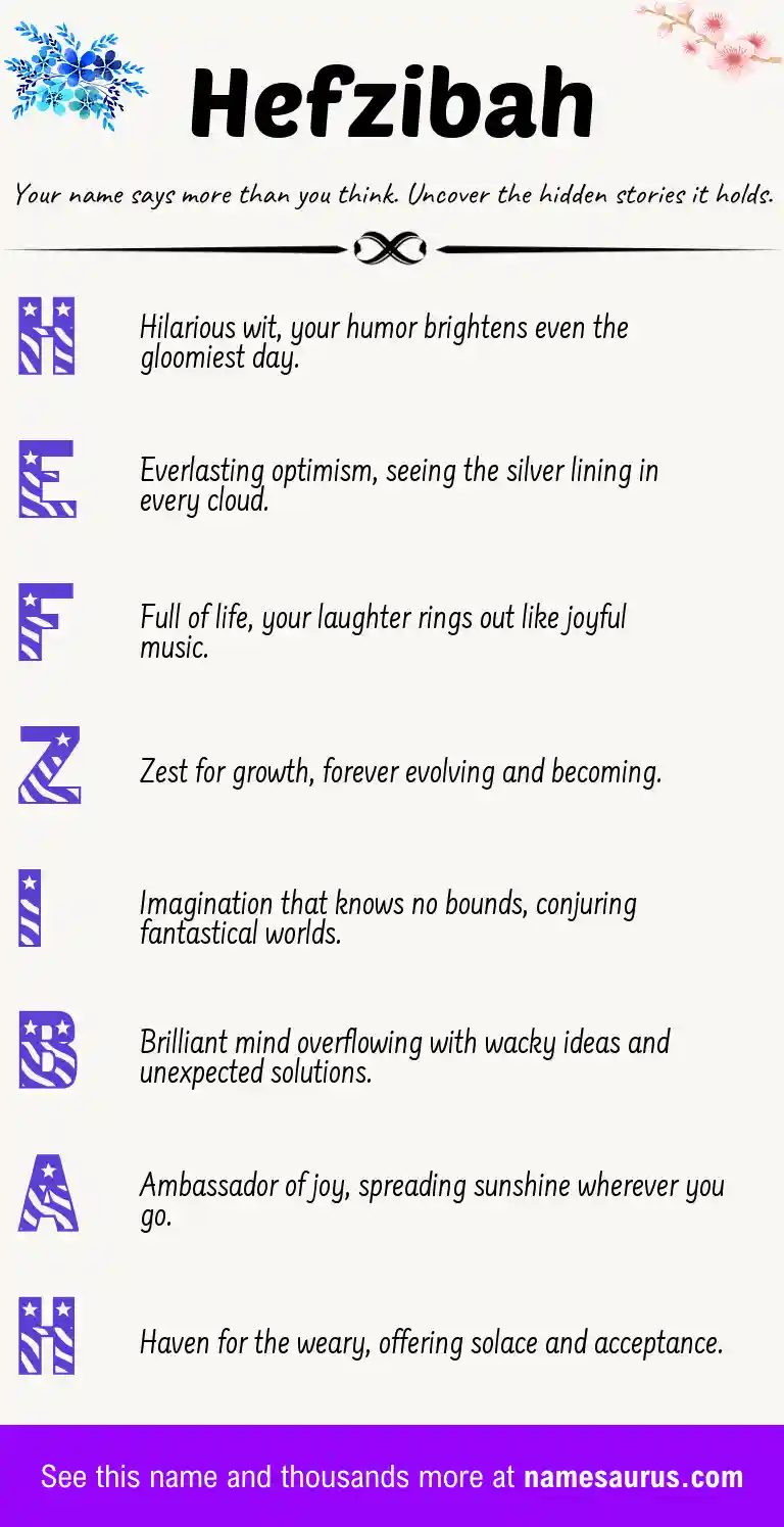 Acrostic poem about Hefzibah.