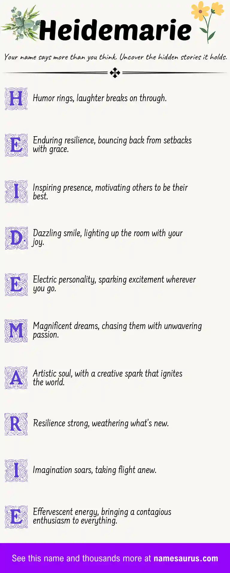 Acrostic poem about Heidemarie.