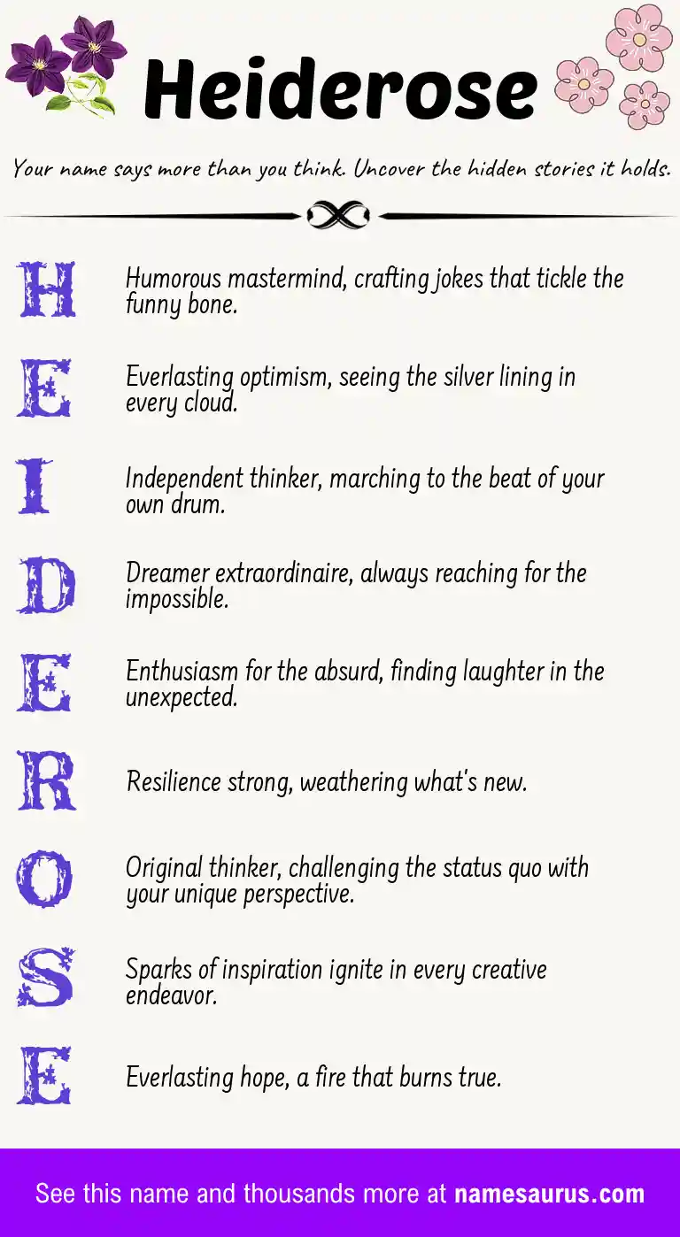 Acrostic poem about Heiderose.