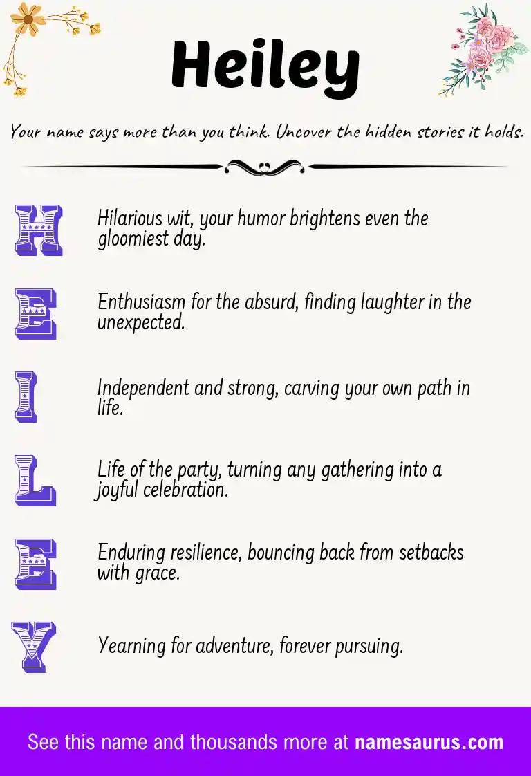 Acrostic poem about Heiley.