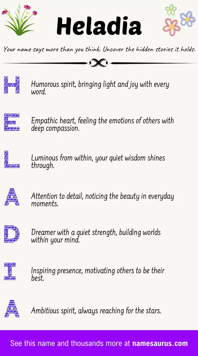 Acrostic poem about Heladia.
