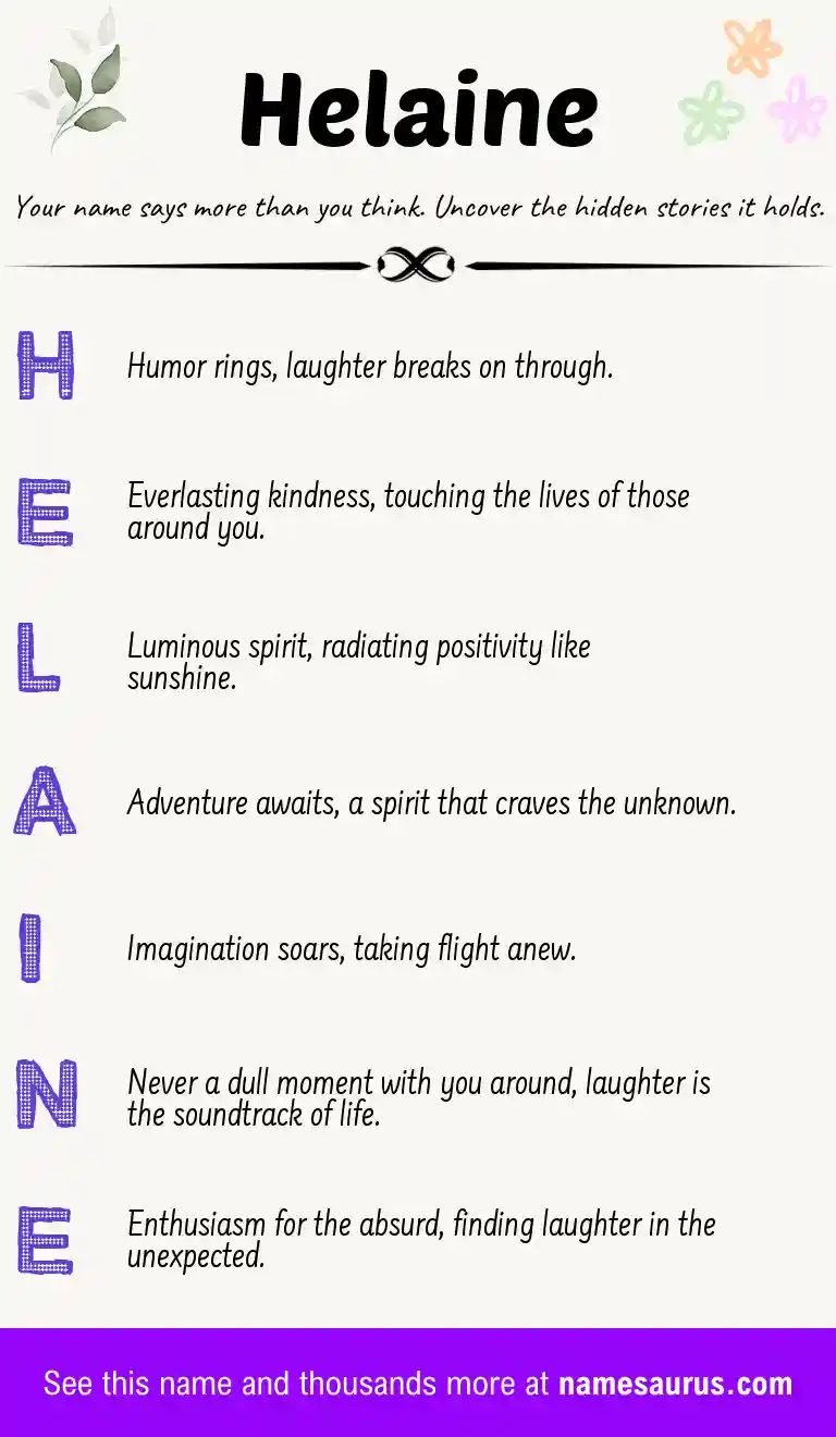 Acrostic poem about Helaine.