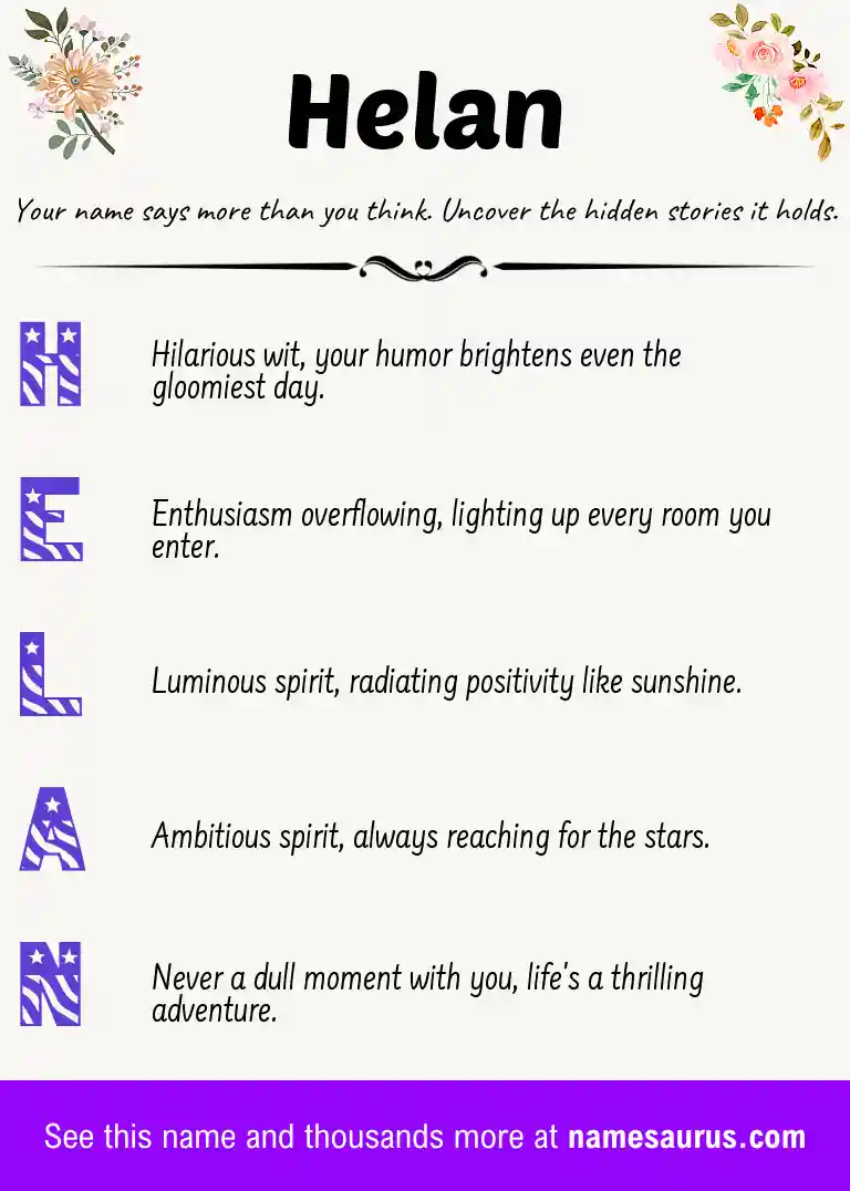 Acrostic poem about Helan.