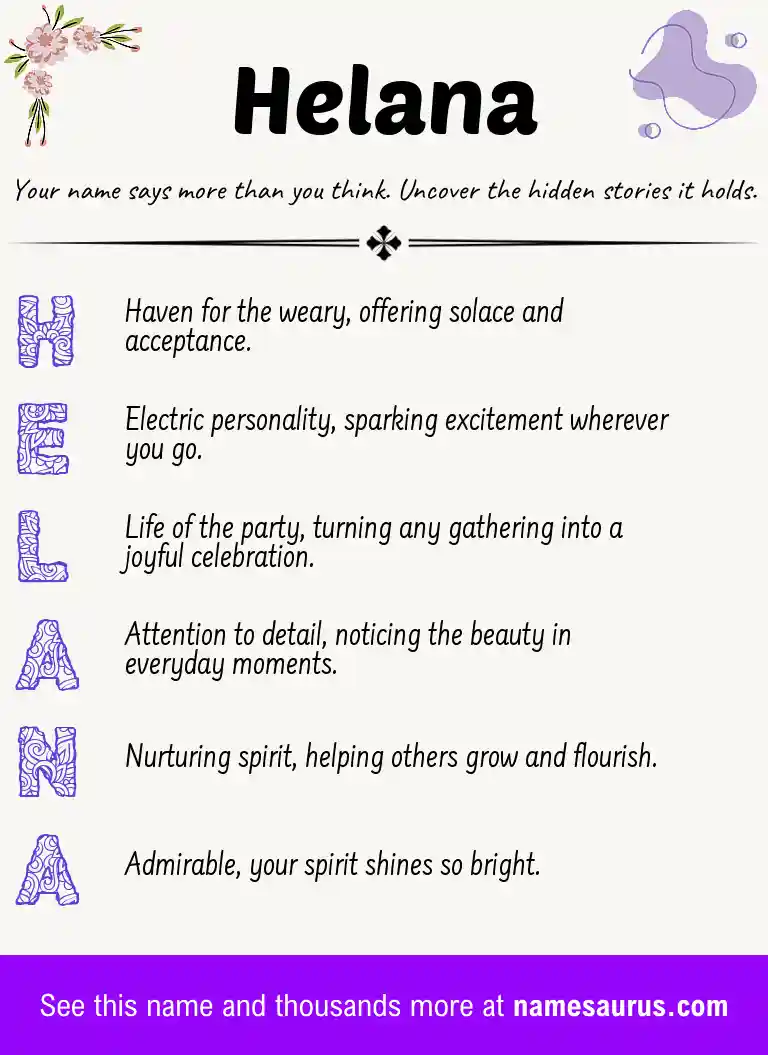 Acrostic poem about Helana.