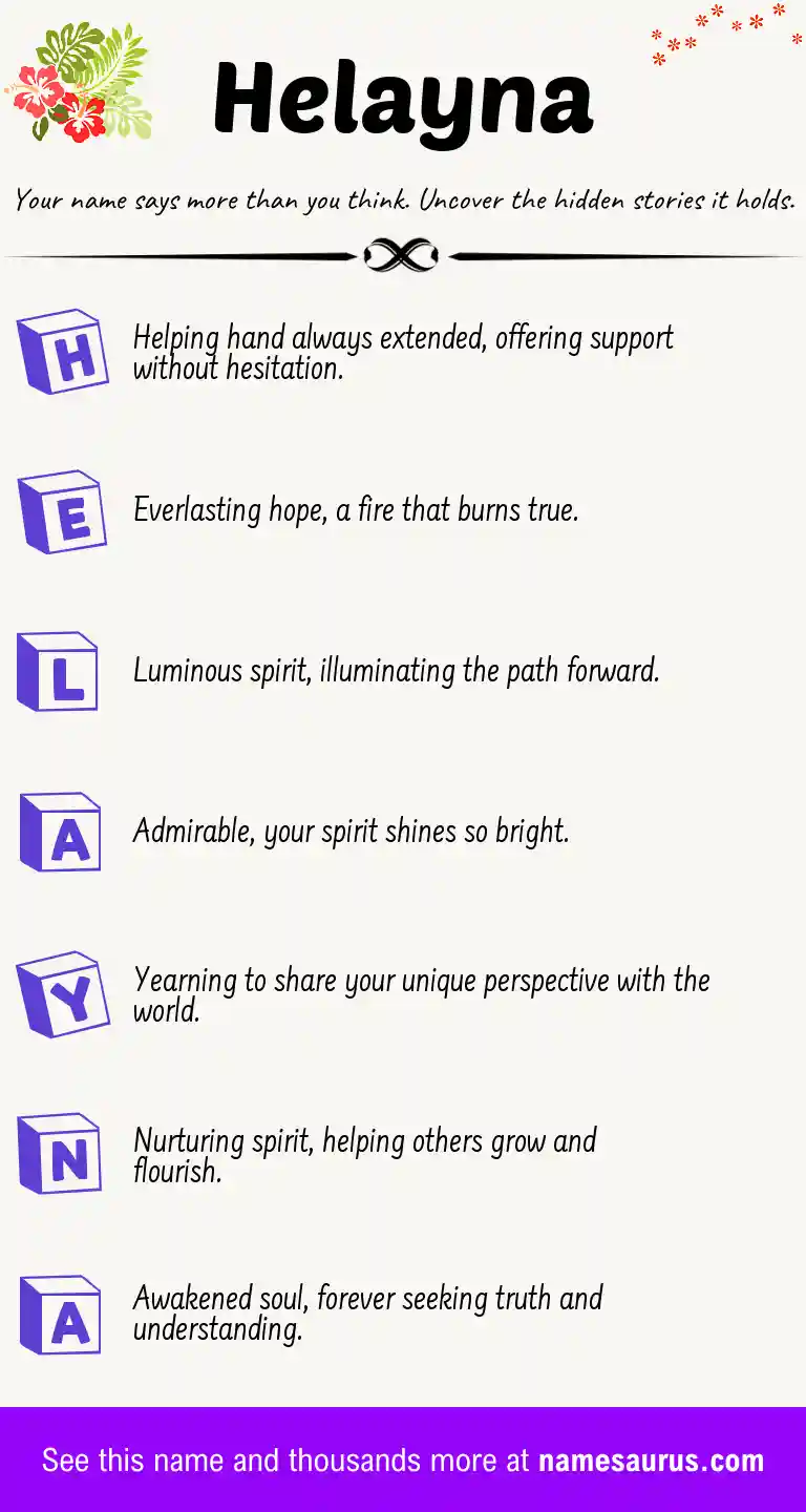 Acrostic poem about Helayna.