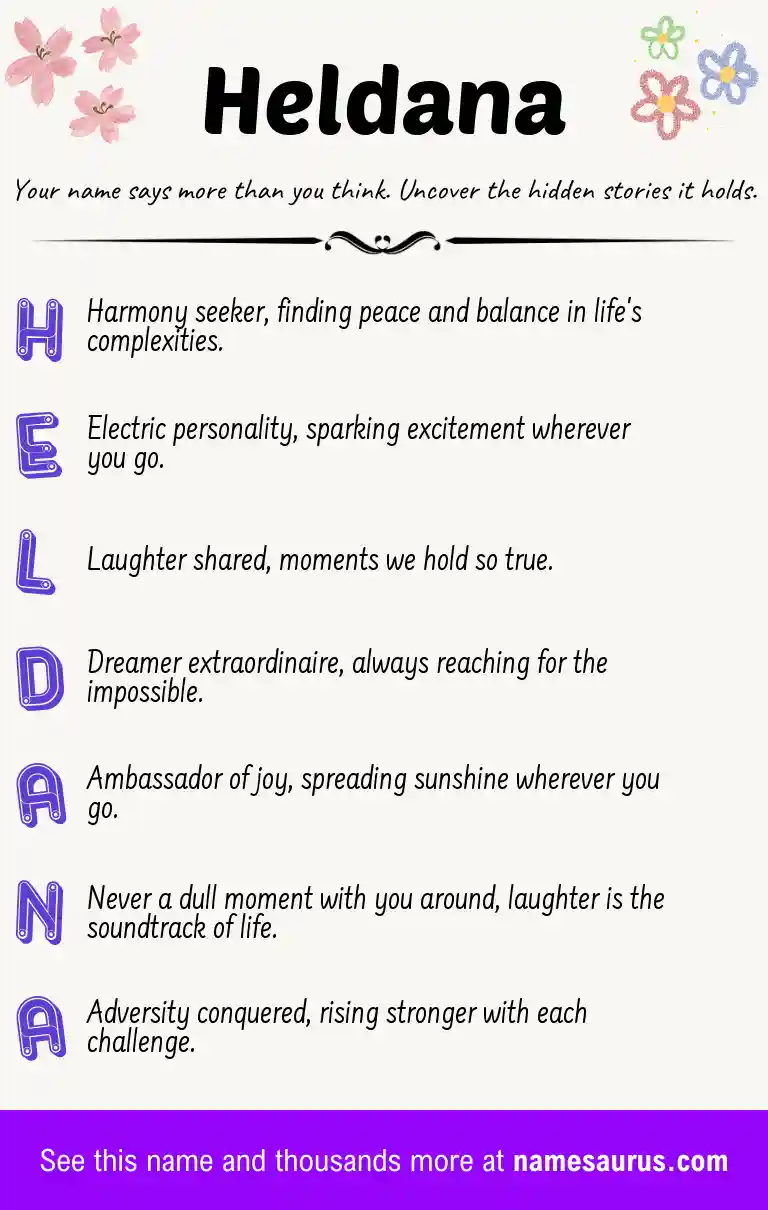 Acrostic poem about Heldana.