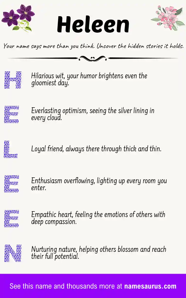 Acrostic poem about Heleen.