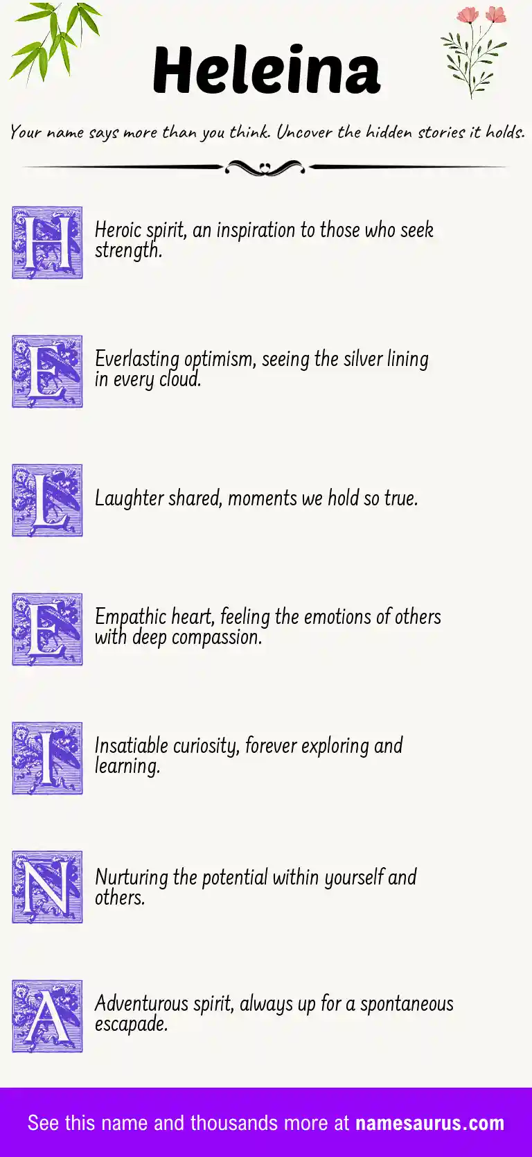 Acrostic poem about Heleina.