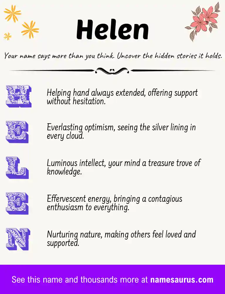 Acrostic poem about Helen.