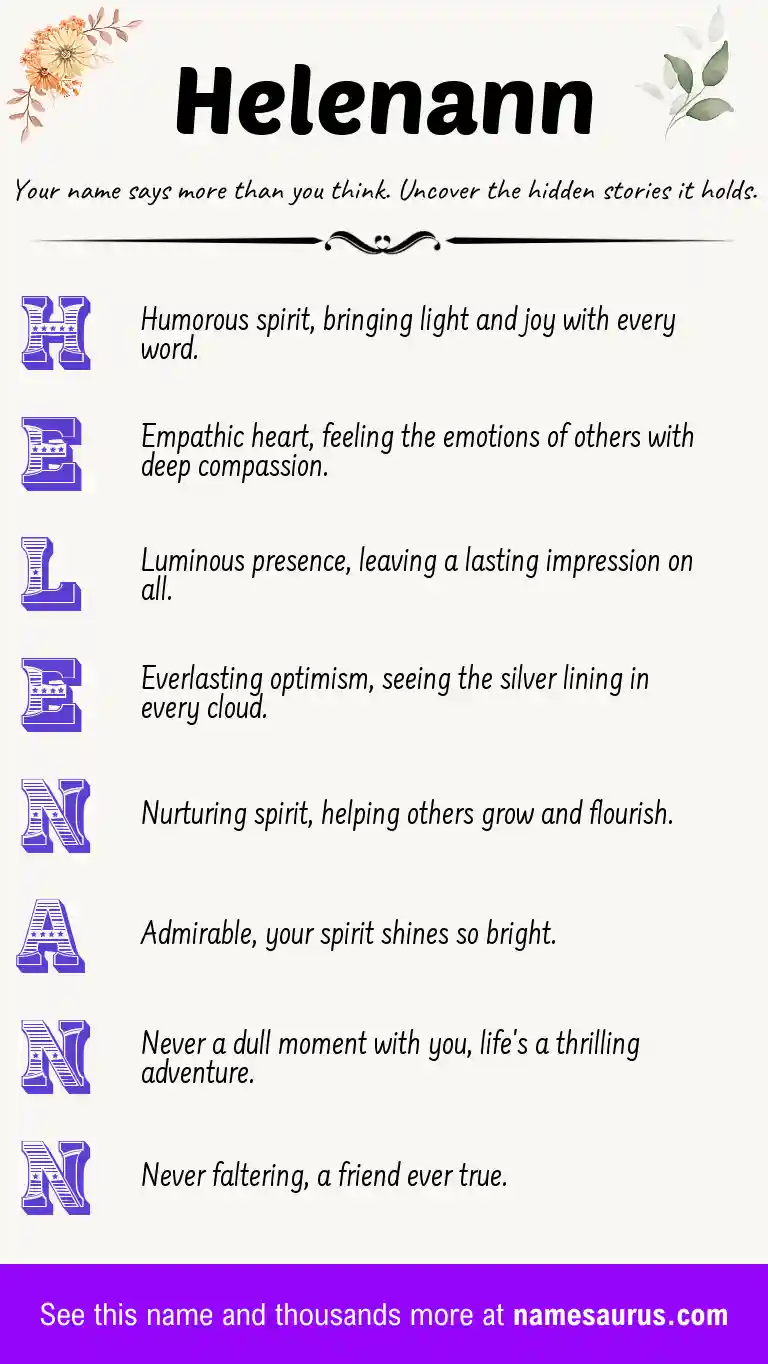 Acrostic poem about Helenann.