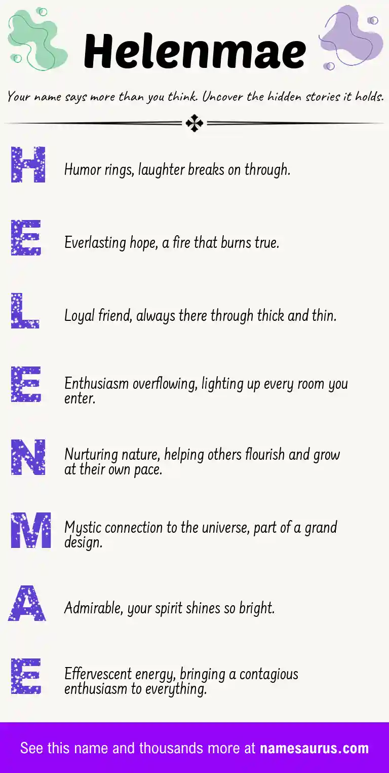 Acrostic poem about Helenmae.
