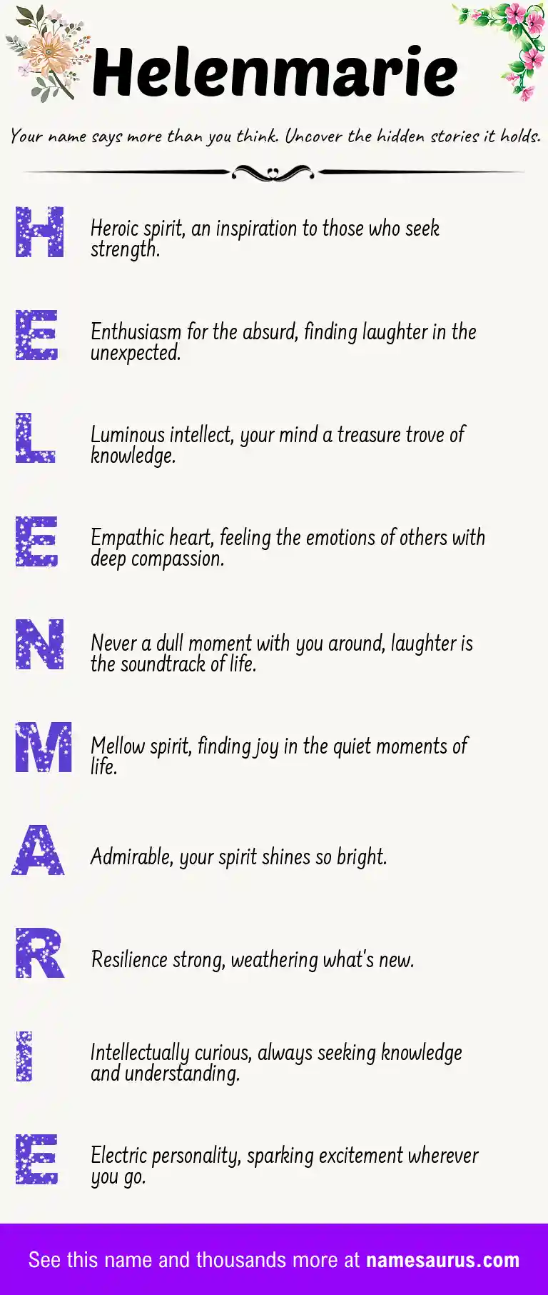 Acrostic poem about Helenmarie.