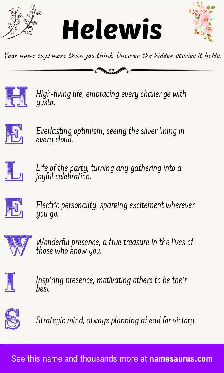 Acrostic poem about Helewis.