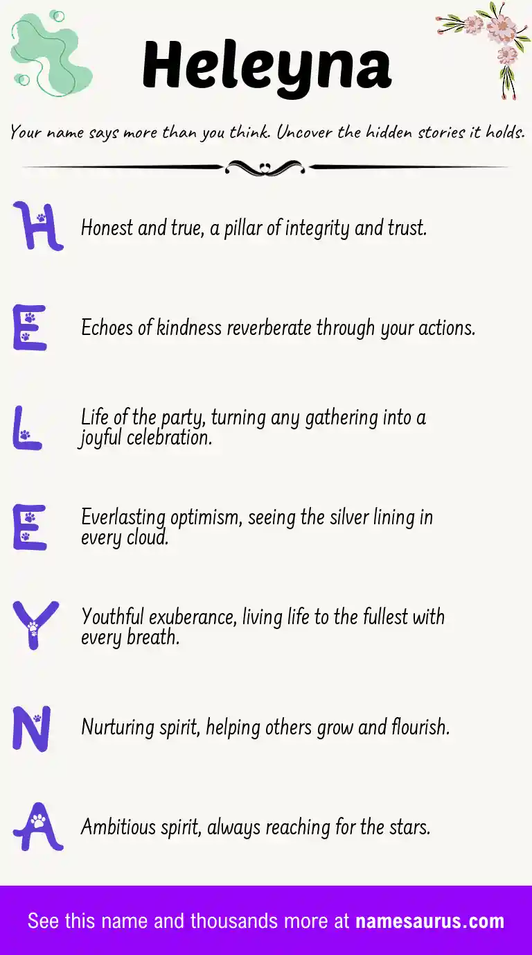 Acrostic poem about Heleyna.