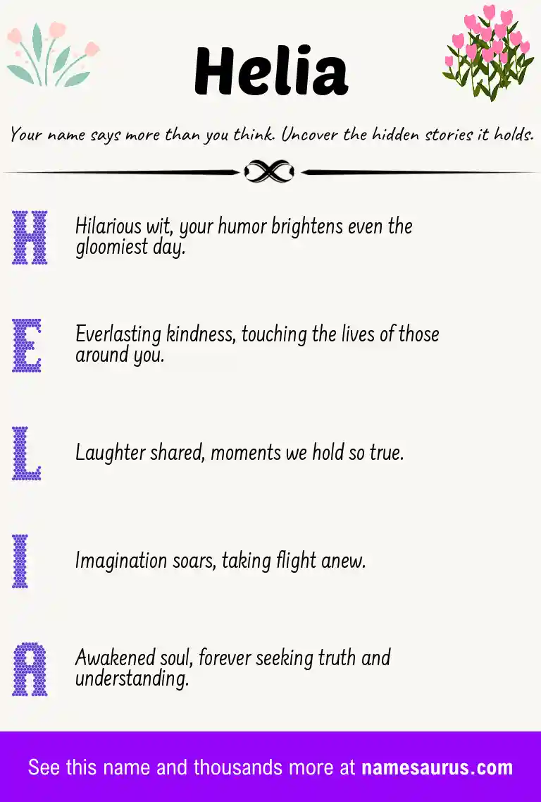 Acrostic poem about Helia.