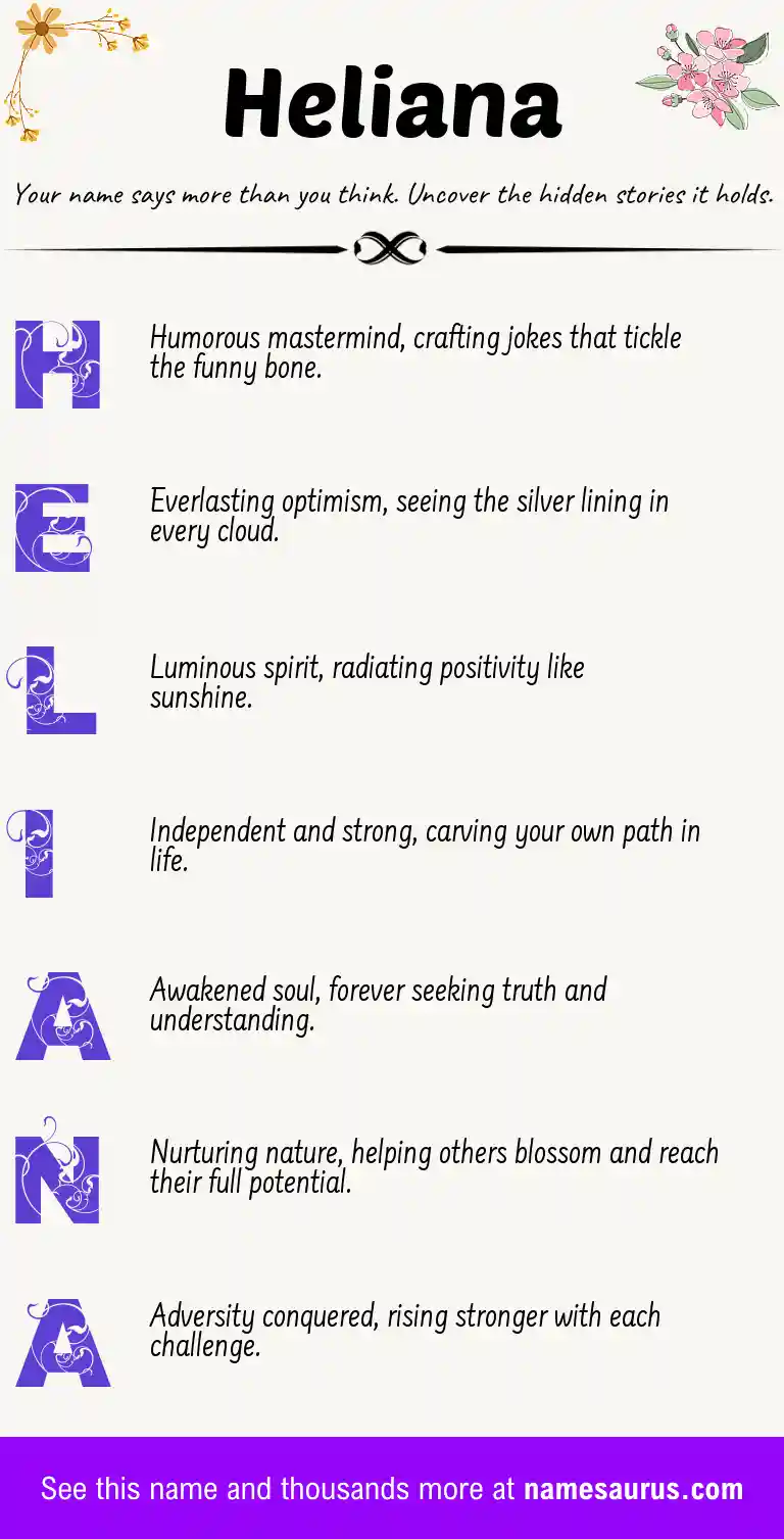 Acrostic poem about Heliana.