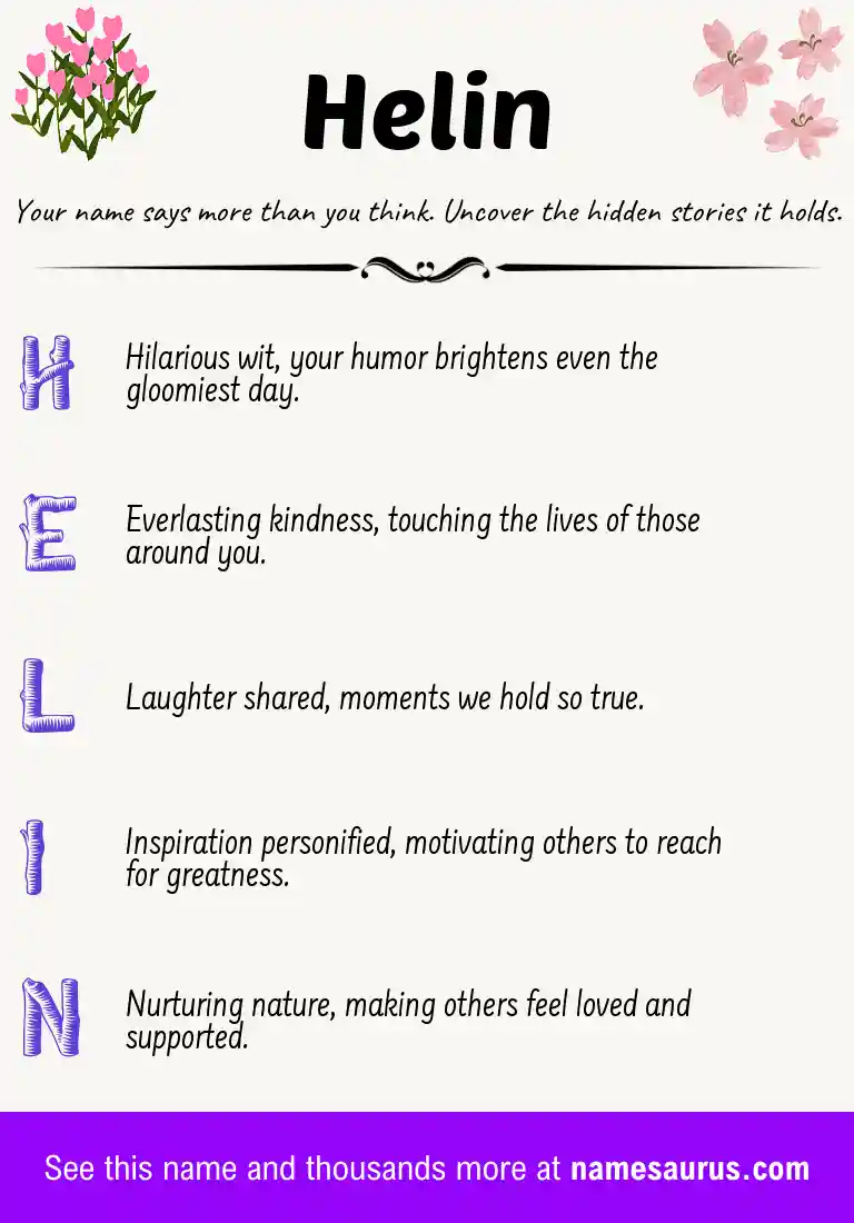 Acrostic poem about Helin.